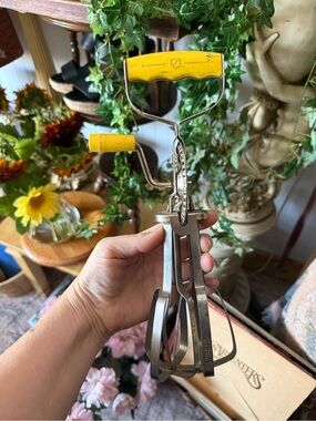 Manual Hand Mixer with Yellow Handles